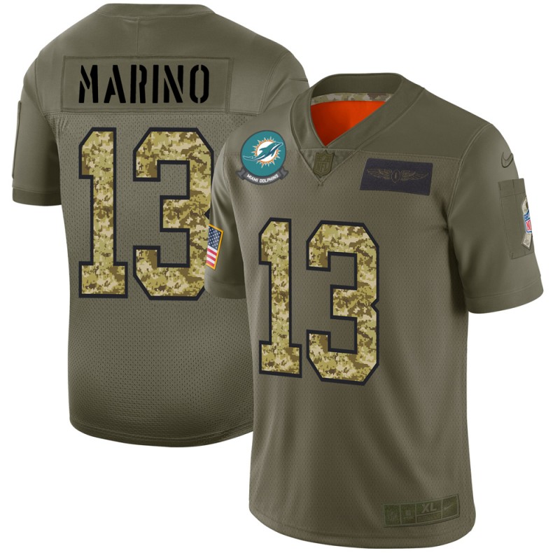 Miami Dolphins #13 Dan Marino Men Nike 2019 Olive Camo Salute To Service Limited NFL Jersey